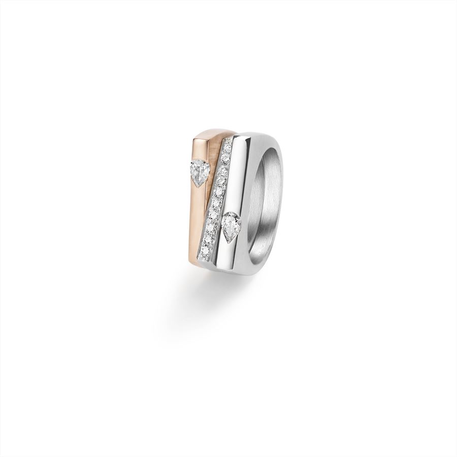 Anello 'Congiunzioni' con goccia CONGIUNZIONI | AN1 CON Q GCAU18B CT. 0,15